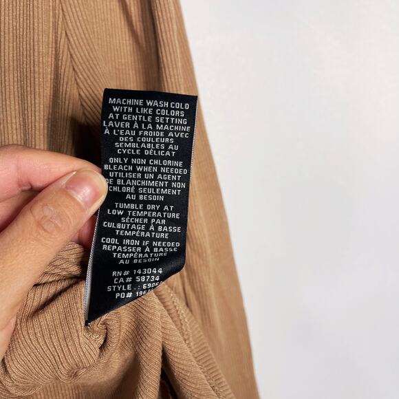 New 7 For All Mankind Womens XLarge Tan Ribbed Puff Sleeve Button Front Knit Top - Picture 10 of 10